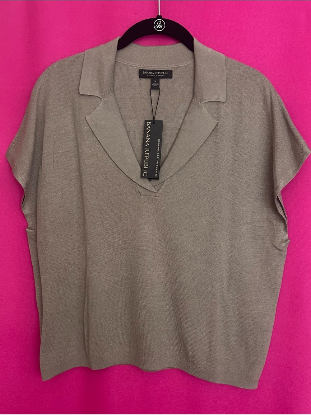 Banana Republic Organic Cotton Dolman Sleeve Polo-Style Knit Top